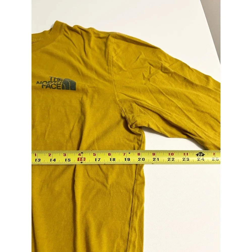 The North Face Men's Long Sleeve Graphic T-Shirt Mustard Yellow Large Logo Tee